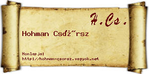 Hohman Csörsz névjegykártya